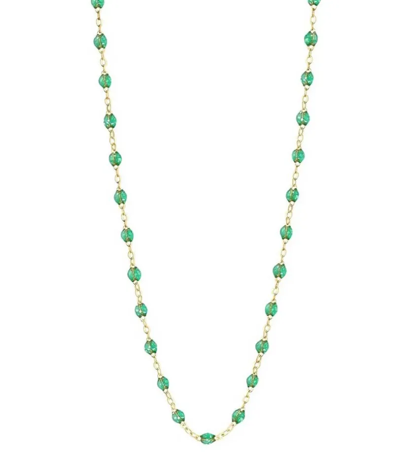 Collier Or Jaune Et Perles De Resine 42 Cm