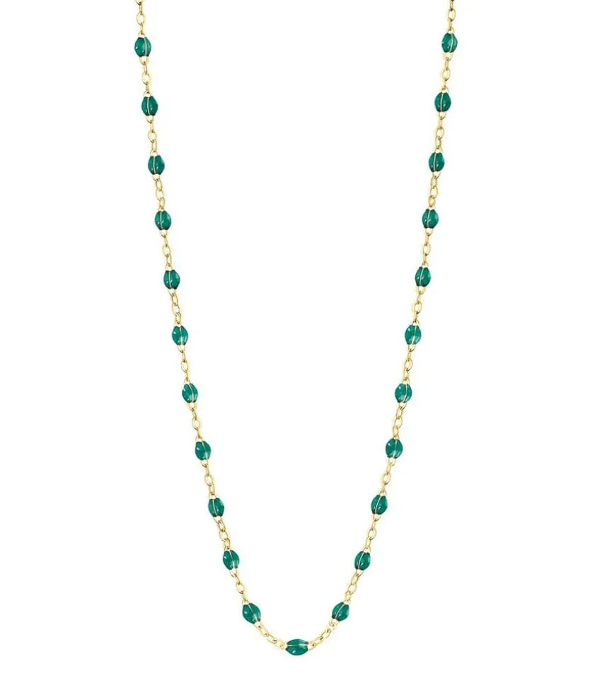 Collier Or Jaune Et Perles De Resine 42 Cm