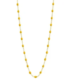Collier Or Jaune Et Perles De Resine 42 Cm