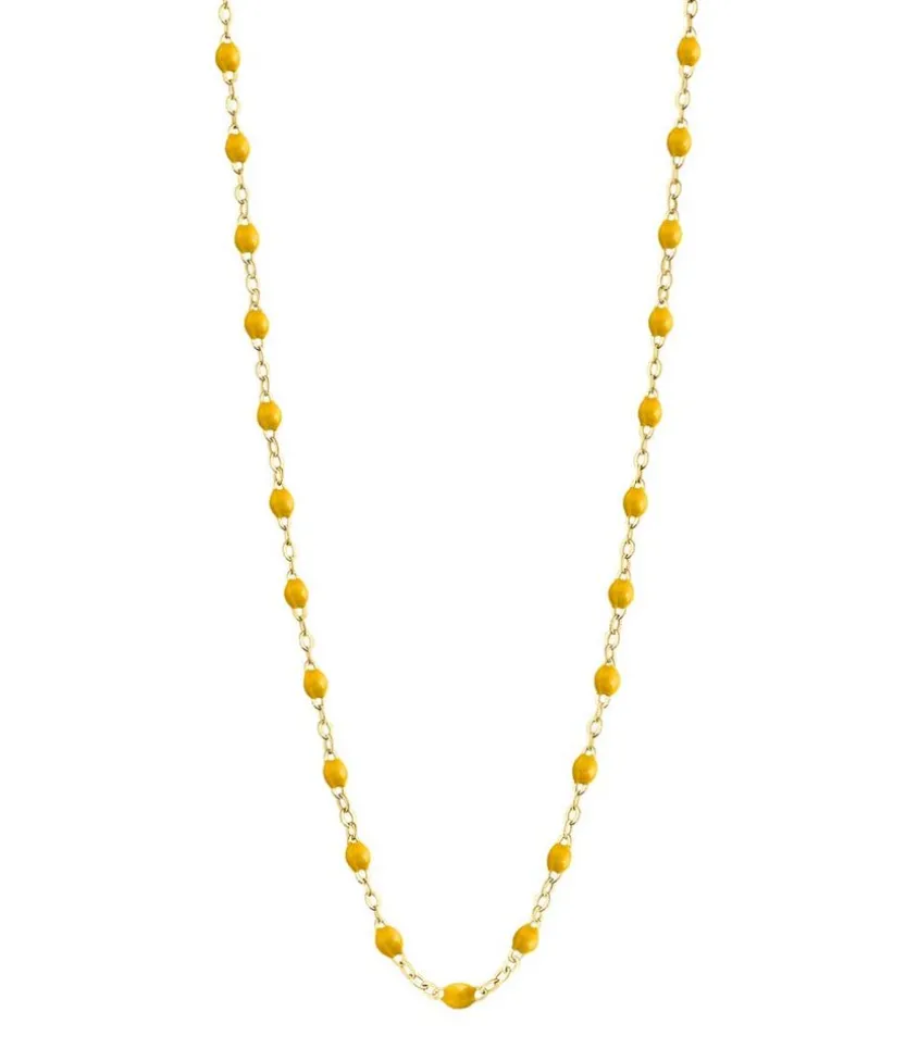 Collier Or Jaune Et Perles De Resine 42 Cm