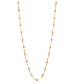 Collier Or Jaune Et Perles De Resine 42 Cm