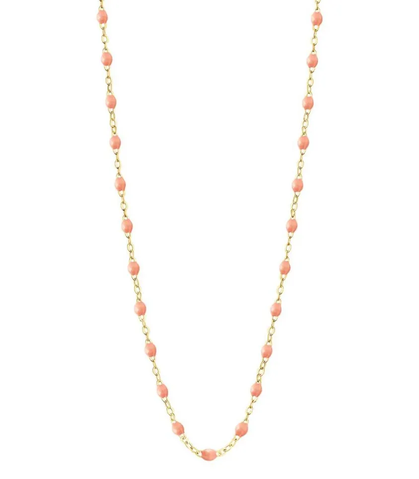 Collier Or Jaune Et Perles De Resine 42 Cm