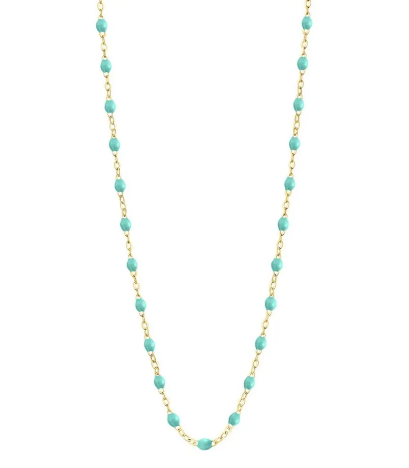 Collier Or Jaune Et Perles De Resine 42 Cm