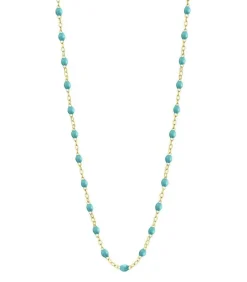 Collier Or Jaune Et Perles De Resine 42 Cm
