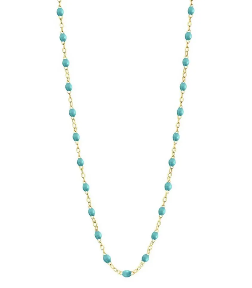 Collier Or Jaune Et Perles De Resine 42 Cm