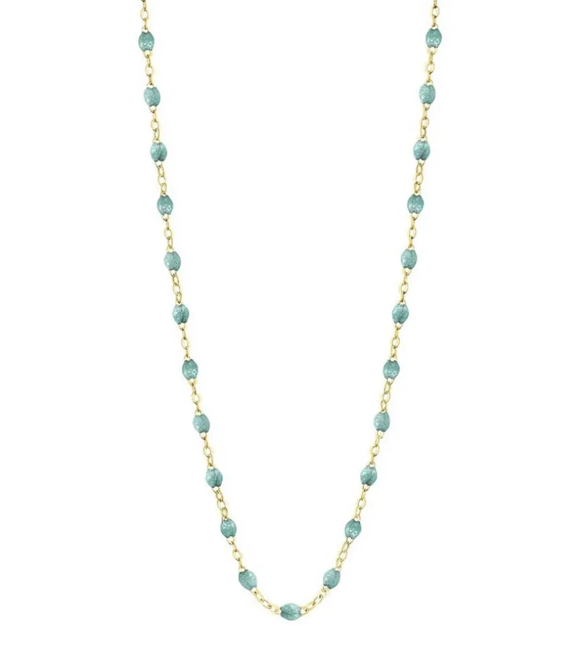 Collier Or Jaune Et Perles De Resine 42 Cm