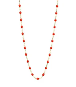 Collier Or Jaune Et Perles De Resine 42 Cm