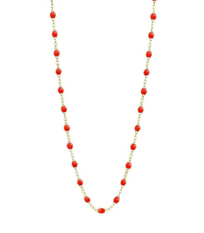 Collier Or Jaune Et Perles De Resine 42 Cm