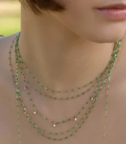 Collier Or Jaune Et Perles De Resine 42 Cm