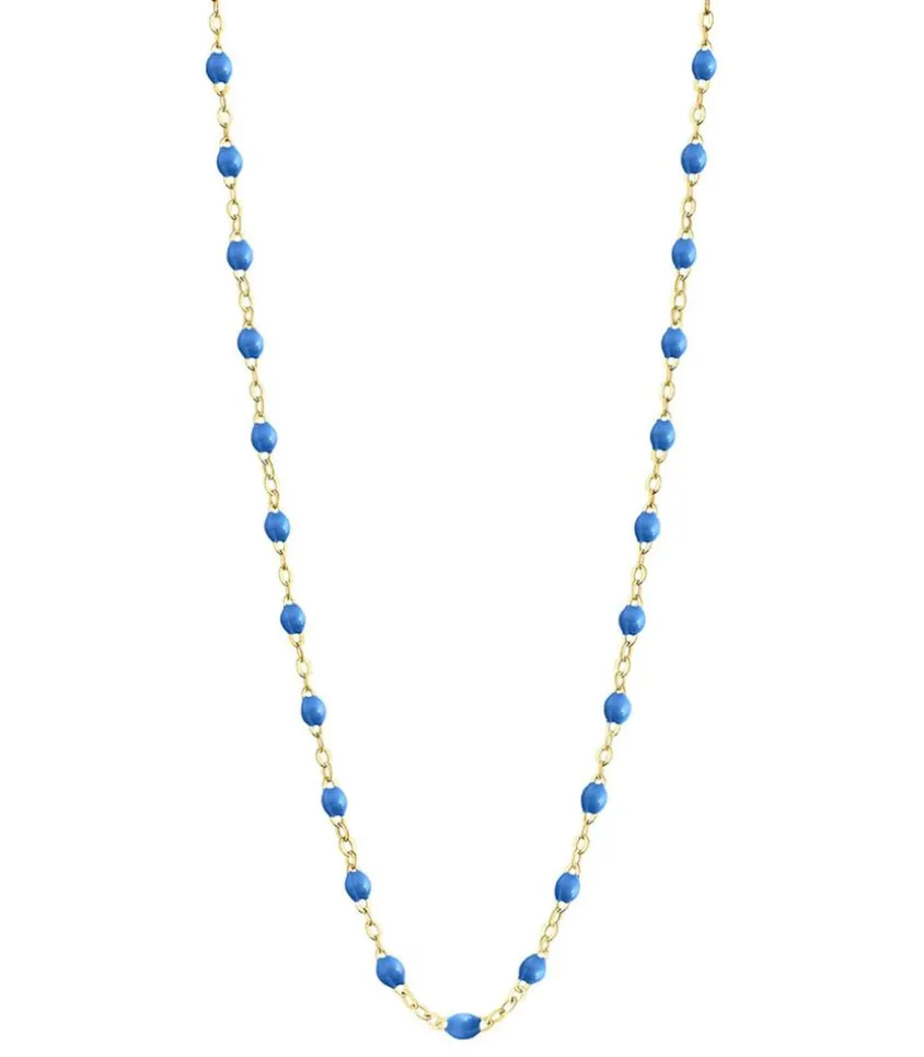 Collier Or Jaune Et Perles De Resine 42 Cm