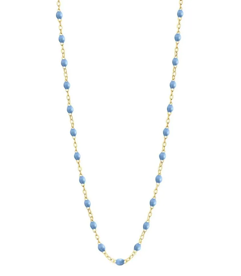 Collier Or Jaune Et Perles De Resine 42 Cm