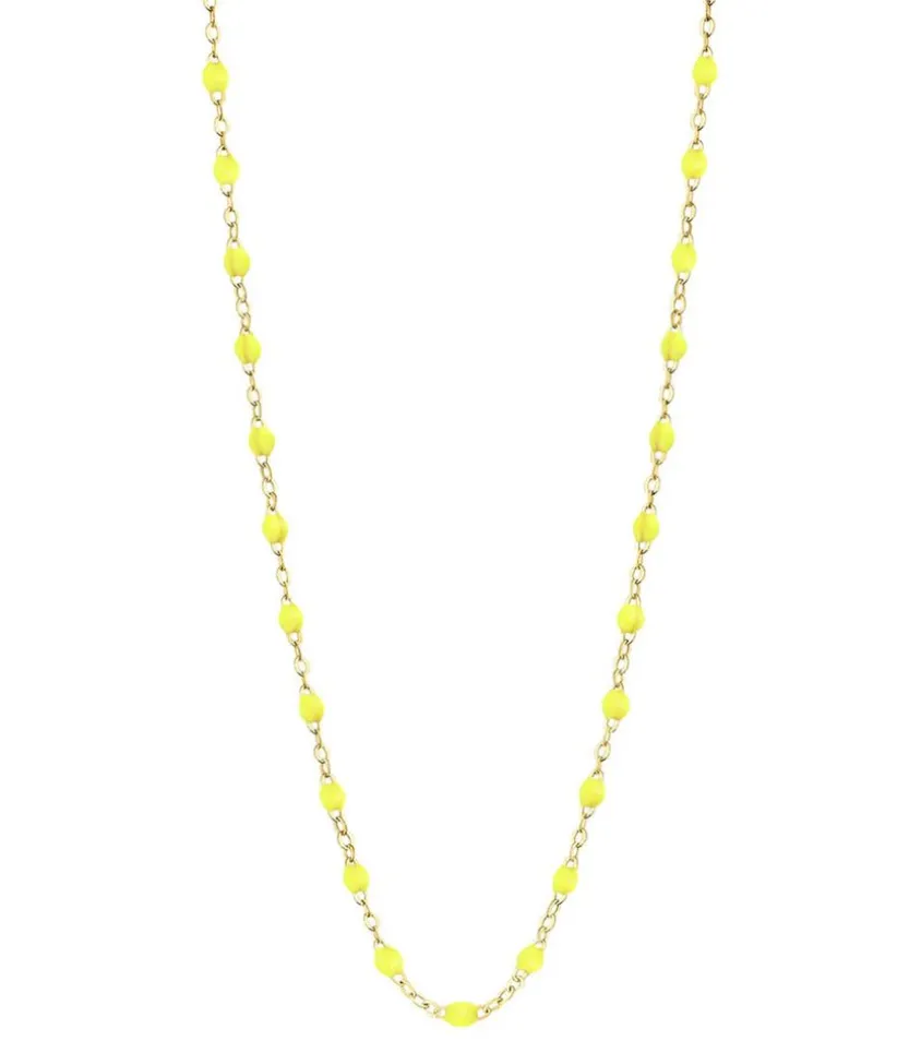 Collier Or Jaune Et Perles De Resine 42 Cm