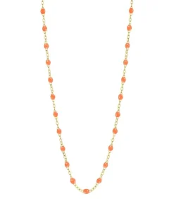 Collier Or Jaune Et Perles De Resine 42 Cm