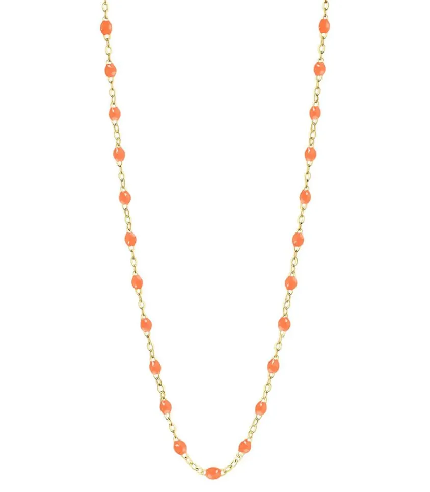 Collier Or Jaune Et Perles De Resine 42 Cm