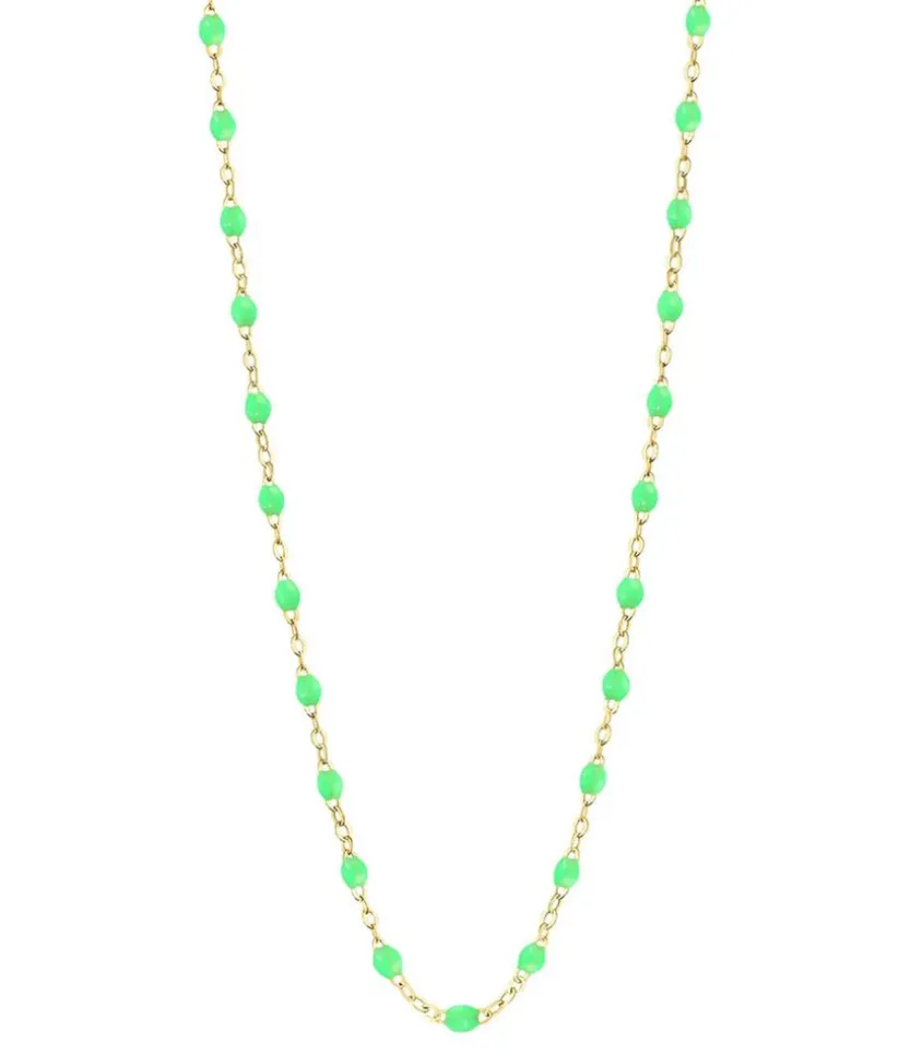 Collier Or Jaune Et Perles De Resine 42 Cm