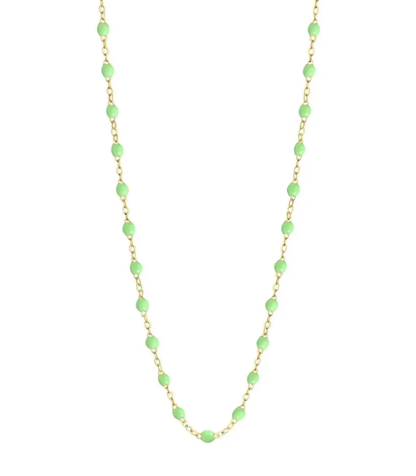 Collier Or Jaune Et Perles De Resine 42 Cm
