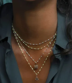 Collier Or Jaune Et Perles De Resine 42 Cm