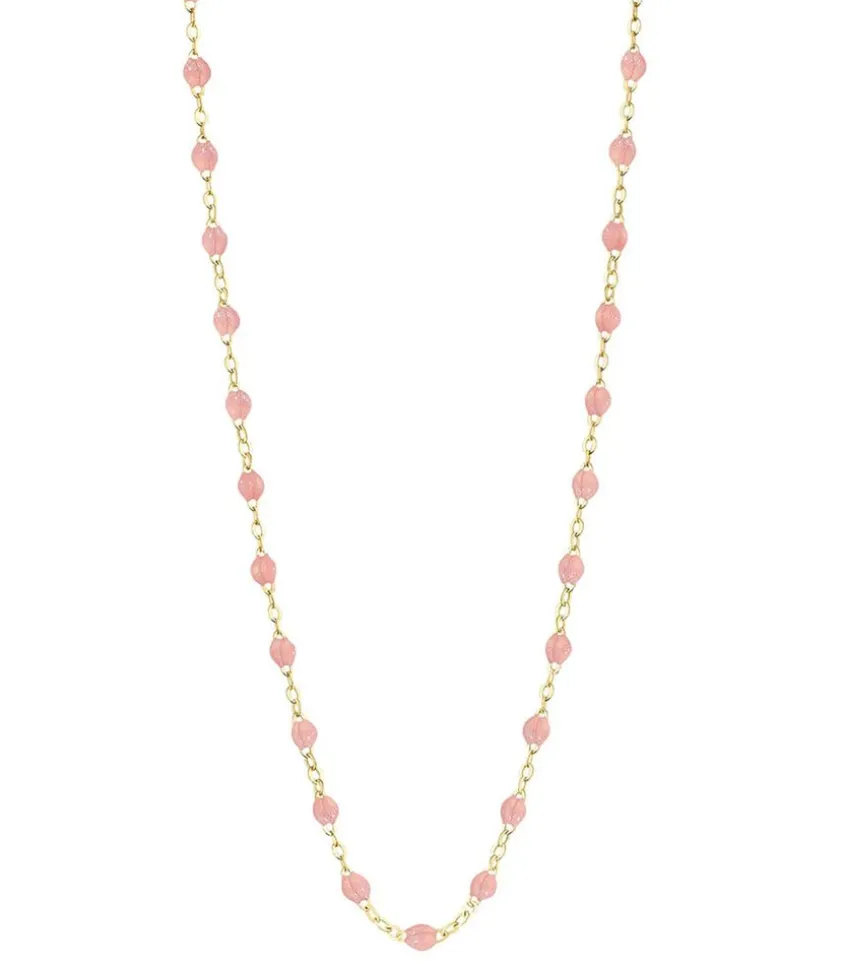 Collier Or Jaune Et Perles De Resine 42 Cm