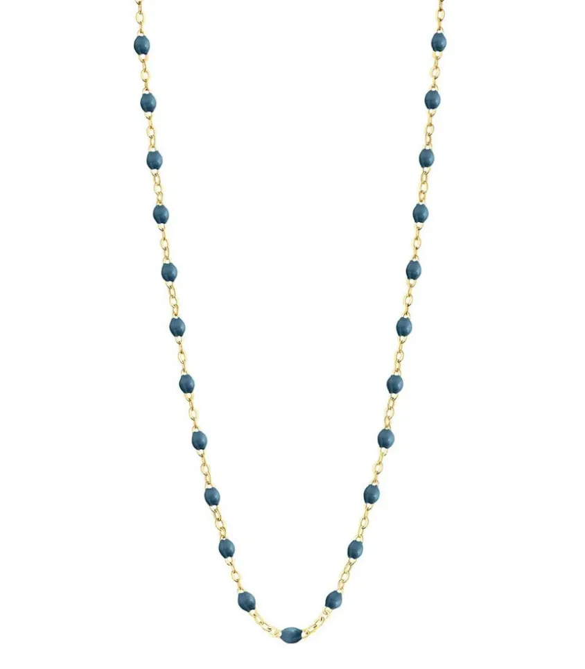 Collier Or Jaune Et Perles De Resine 42 Cm
