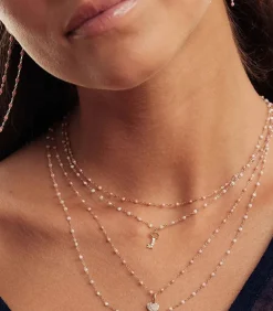 Collier Or Jaune Et Perles De Resine 42 Cm