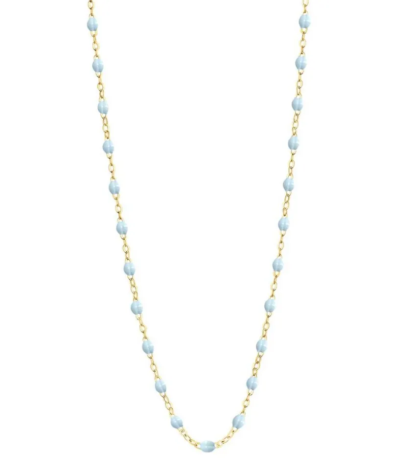 Collier Or Jaune Et Perles De Resine 42 Cm