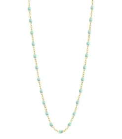 Collier Or Jaune Et Perles De Resine 42 Cm
