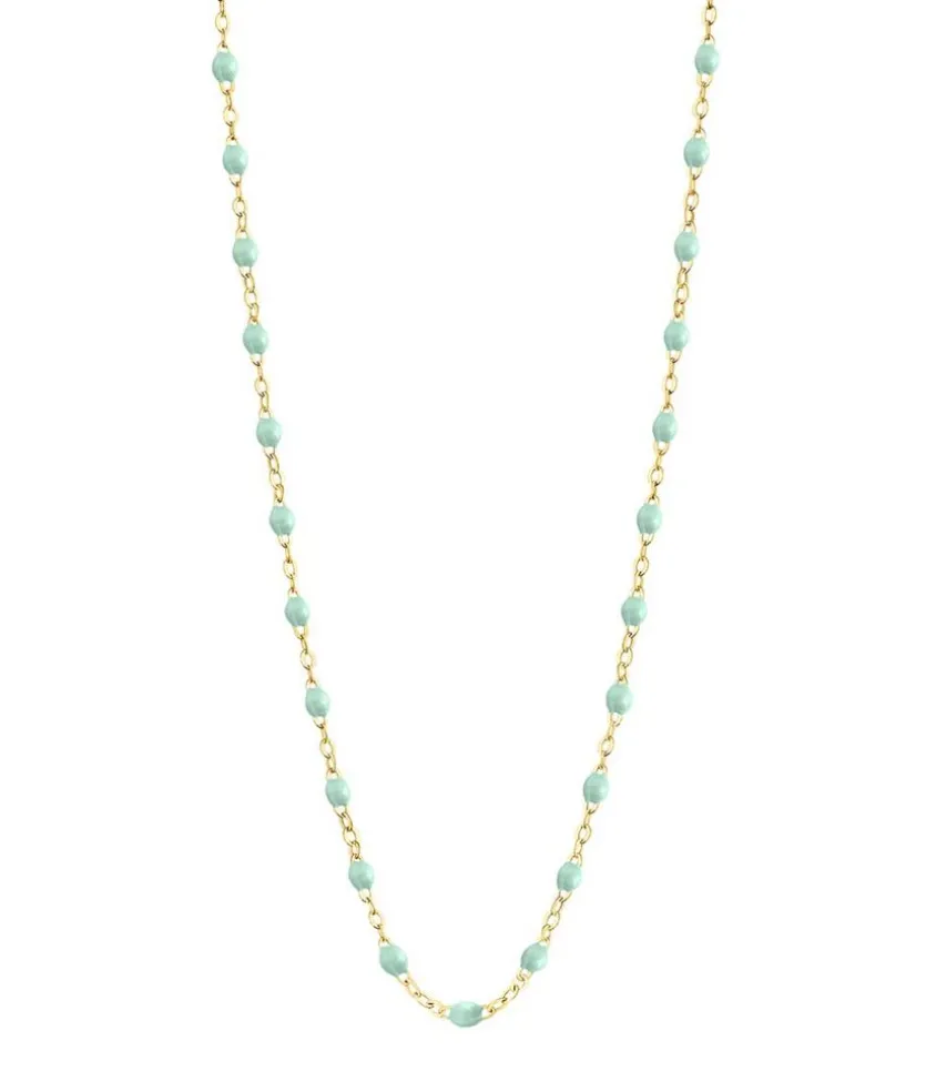 Collier Or Jaune Et Perles De Resine 42 Cm