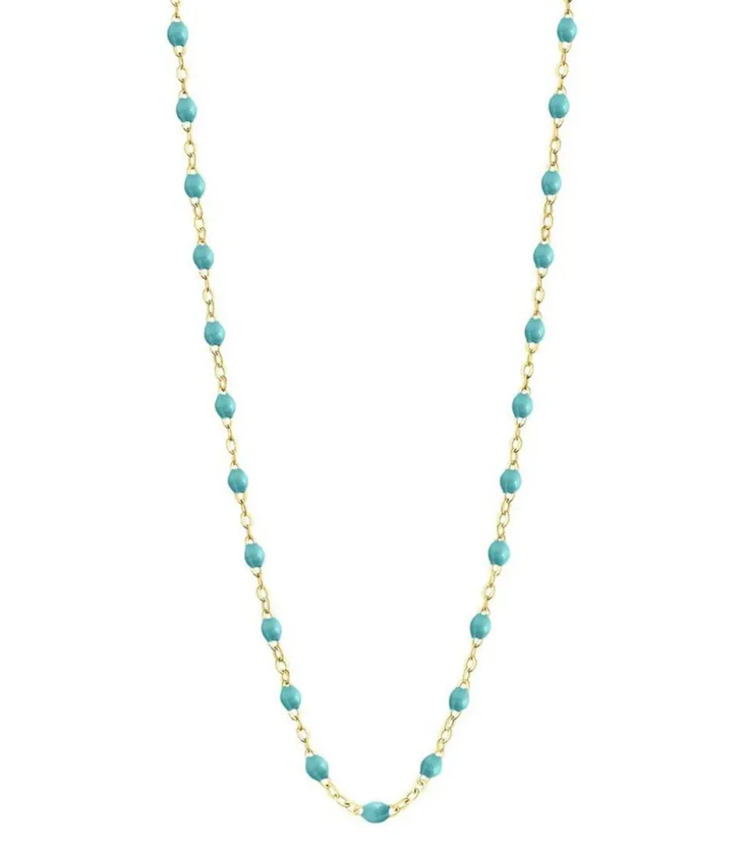 Collier Or Jaune Et Perles De Resine 42 Cm