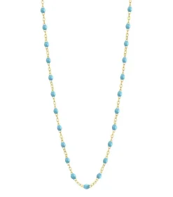 Collier Or Jaune Et Perles De Resine 42 Cm