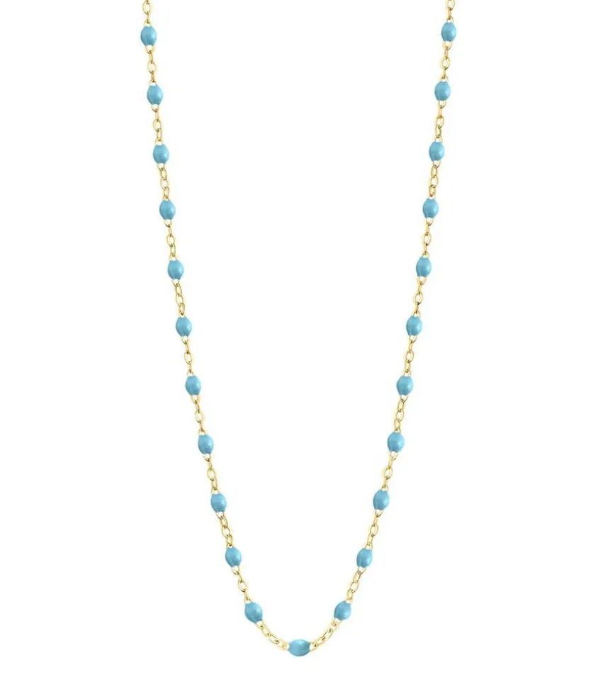 Collier Or Jaune Et Perles De Resine 42 Cm