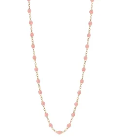 Collier Or Rose Et Perles De Resine 42 Cm