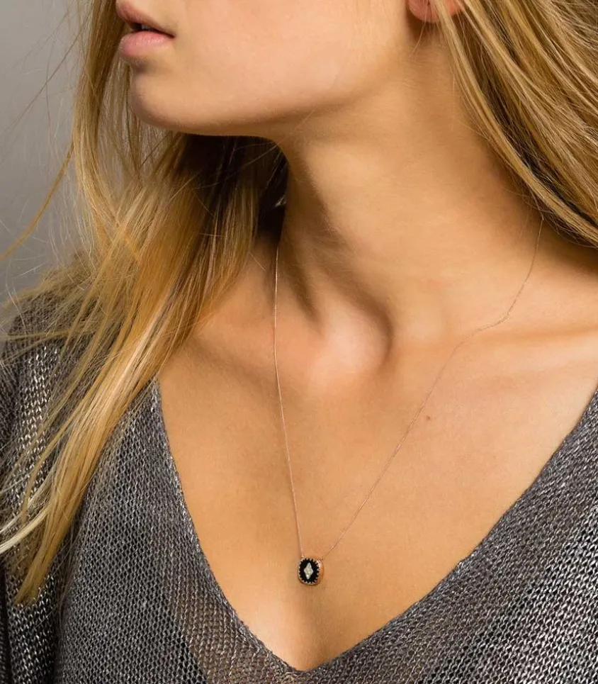 Collier Pierrot N°2 Noir Et Diamants