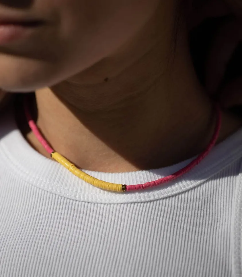 Collier Polynesie Rose Et Jaune X Jane De Boy