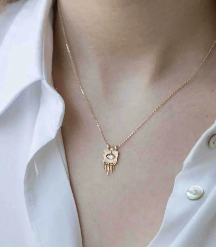 Collier Rayon De Soleil En Or Et Oeil En Diamant Chaine 45Cm