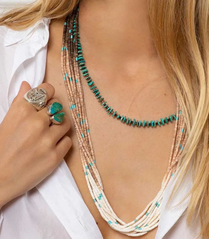 Collier Tie & Dye Coquillages Et Turquoises