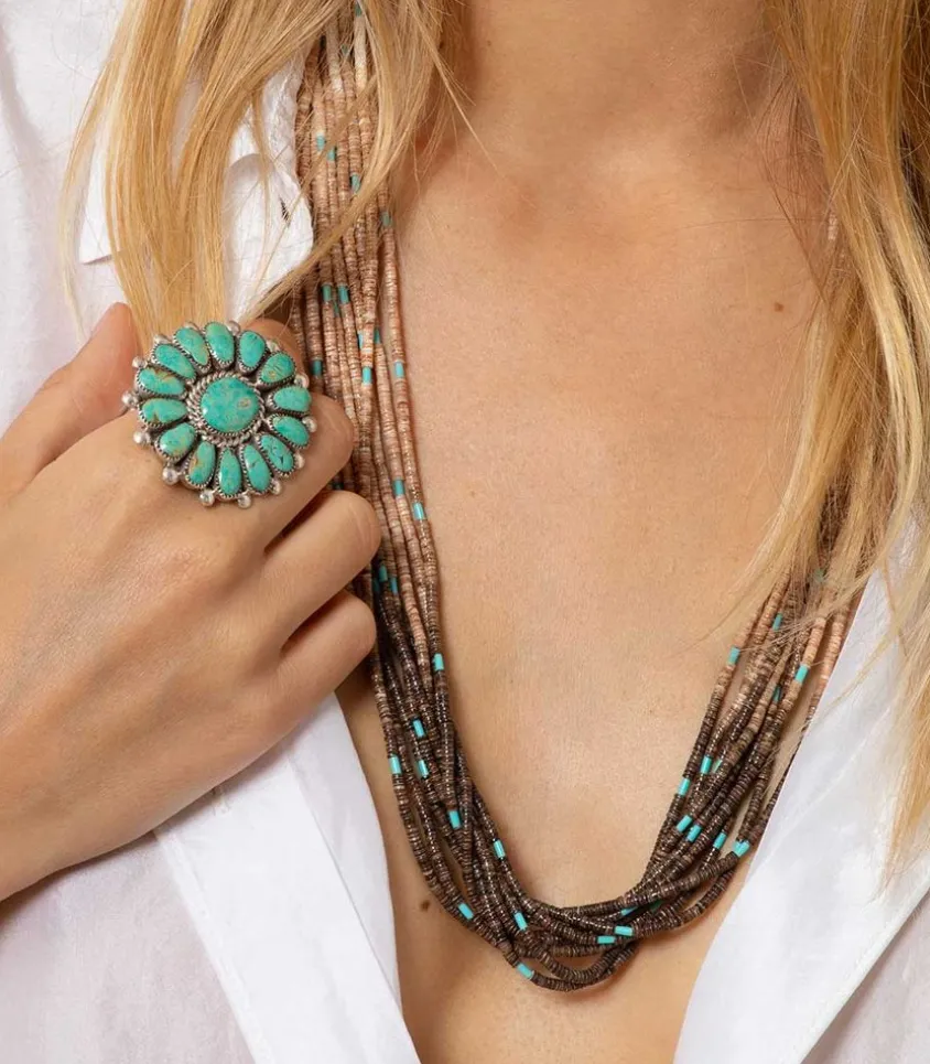Collier Tie & Dye Coquillages Et Turquoises