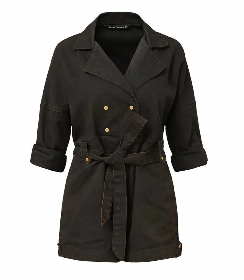 Combishort Trench Coat Noire