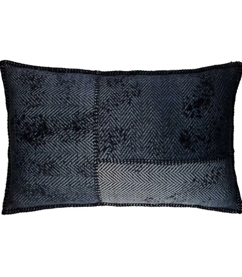 Coussin Cachemire Et Laine 60 X 35 Cm Bleu