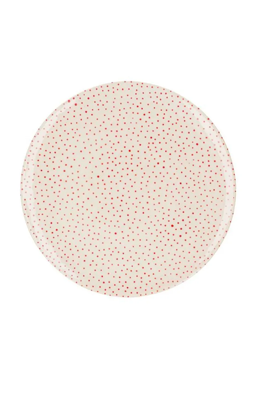 Grande Assiette En Ceramique "Pois Rouges"