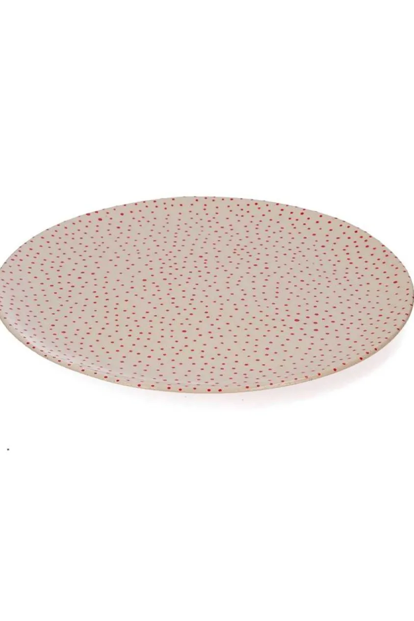 Grande Assiette En Ceramique "Pois Rouges"