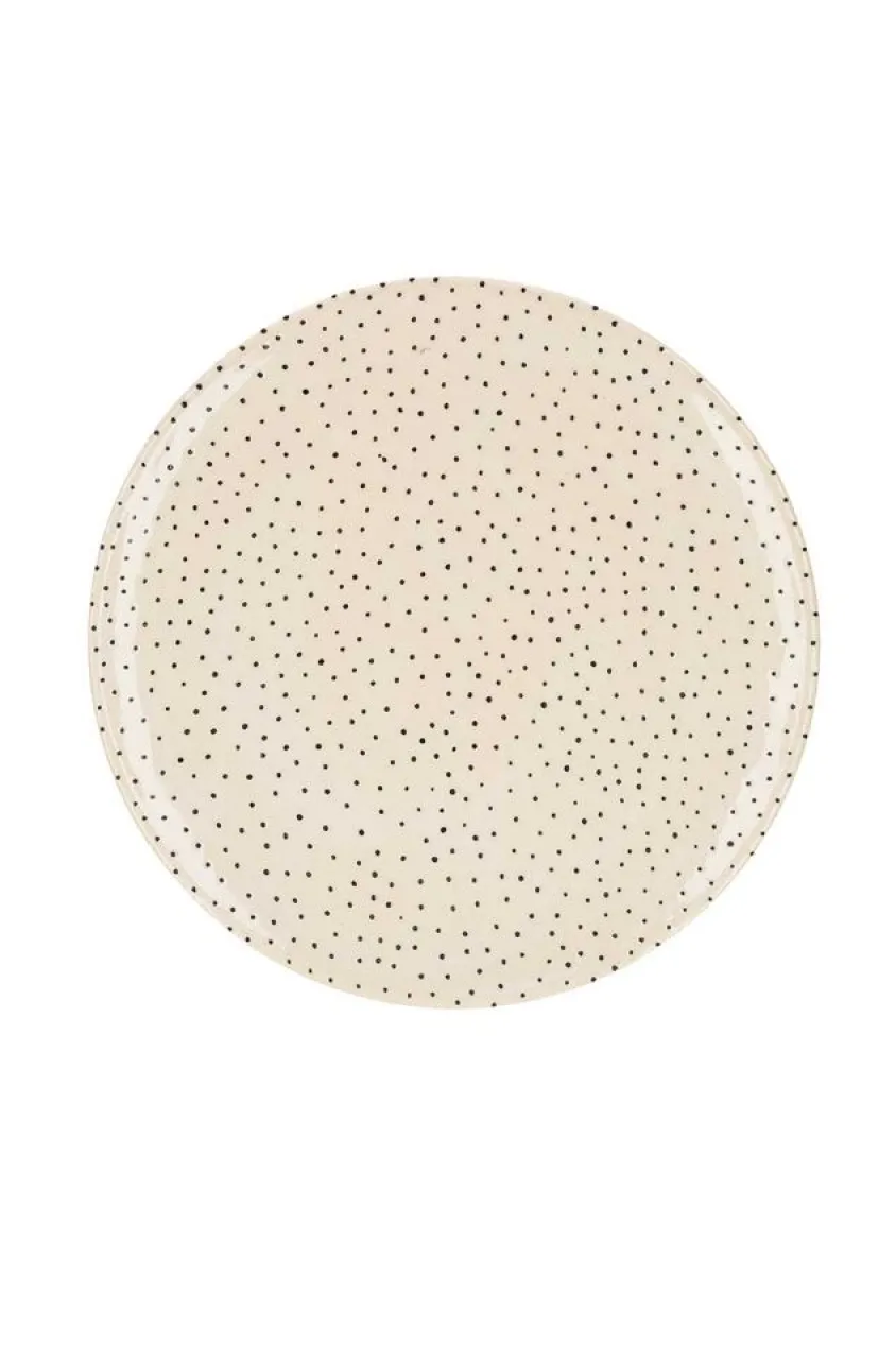 Grande Assiette En Ceramique "Pois Noirs"