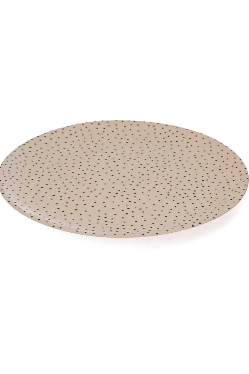 Grande Assiette En Ceramique "Pois Noirs"