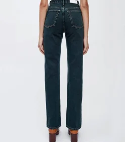 Jean 90S High Rise Loose Evergreen Dipped