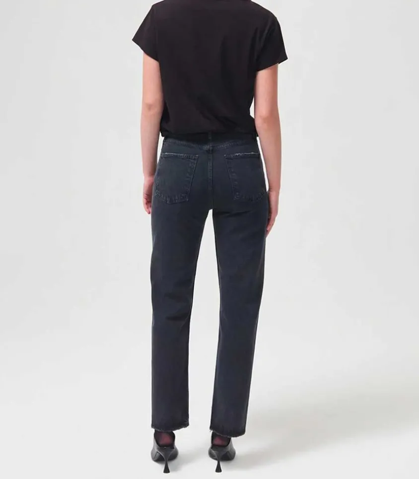 Jean 90'S Pinch Waist Black Tea En Coton Bio