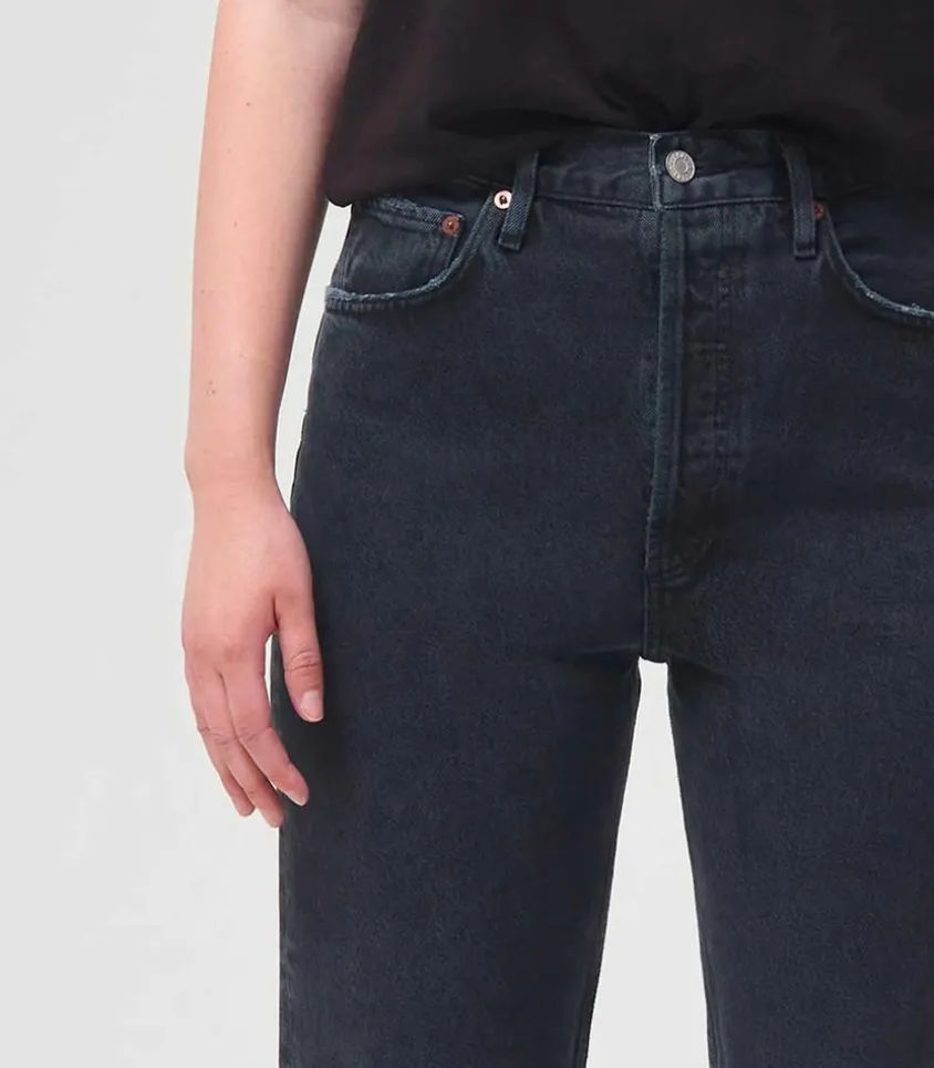 Jean 90'S Pinch Waist Black Tea En Coton Bio