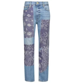 Jean Straight All-Over Floral Patchwork