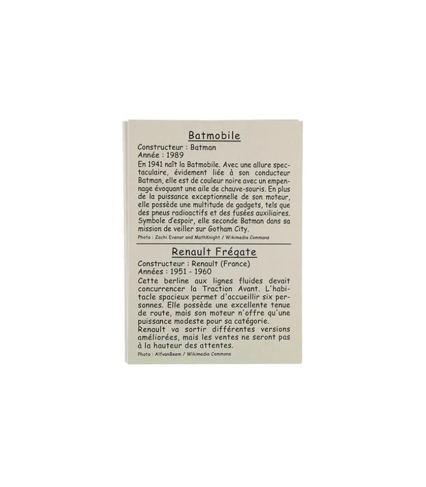 Jeu De Cartes "Quelles Sont Ces Voitures De Legende ?"