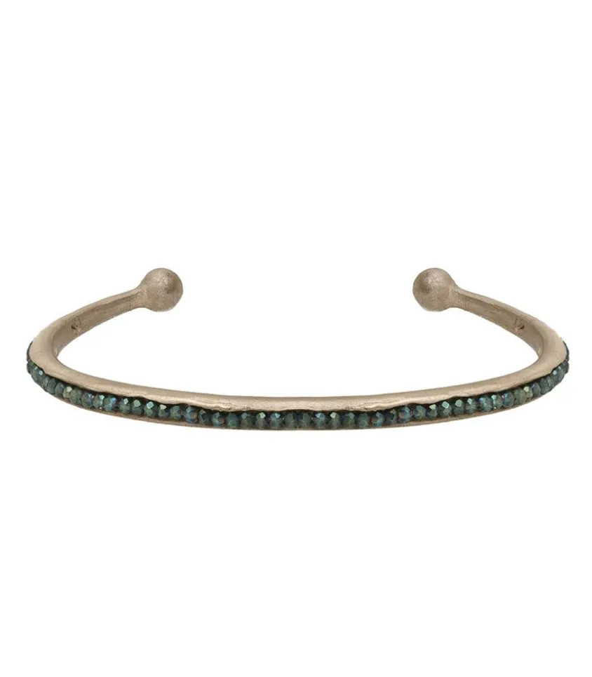 Jonc Talisman Serti Stone Zirconium Vert Militaire