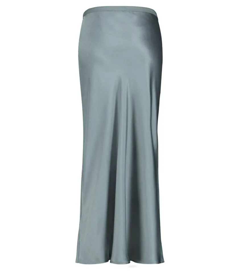 Jupe Longue Bar En Soie Dark Sage