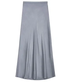 Jupe Longue Bar En Soie Gris